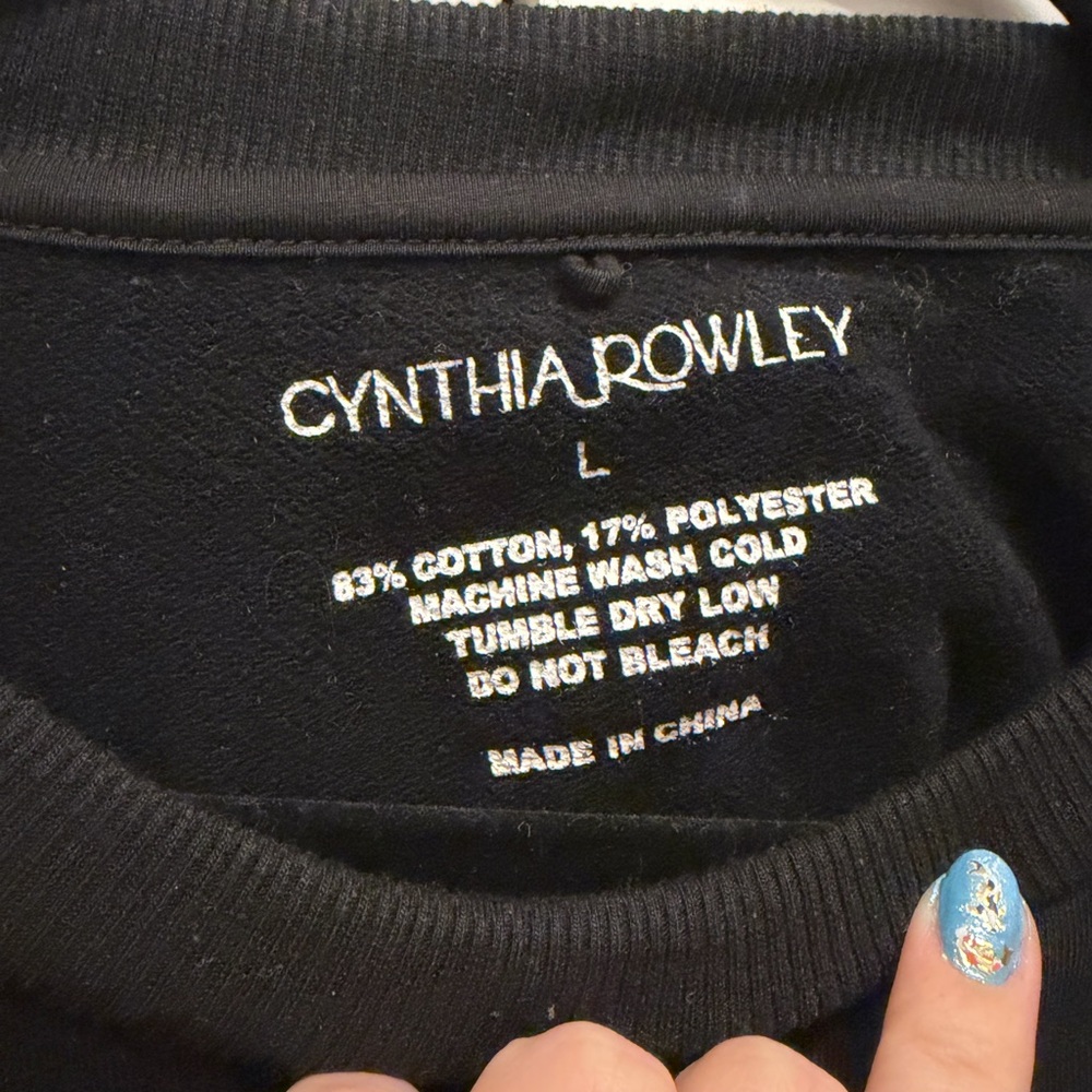 Cynthia Rowley Black Sweatshirt with Metallic Gold Sleeve Accents - Picture 4 of 4